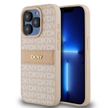 DKNY iPhone 15 Pro vāciņš Mono Stripe & Metal Logo, rozā