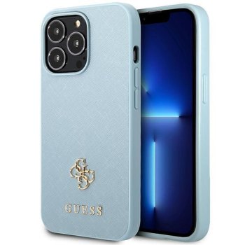 Guess Saffiano 4G Small Metal Logo vāciņš iPhone 13 / 13 Pro - Zils