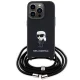 Karl Lagerfeld iPhone 15 Pro vāciņš Saffiano Ikonik Monogram Crossbody, melns