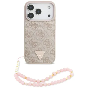 Чехол Guess 4G Strap Triangle Logo MagSafe для iPhone 17 Pro, розовый