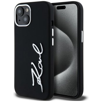 Чехол Karl Lagerfeld Silicone Metal Script Logo для iPhone 15 - Черный