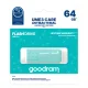 Antibakteriāla USB zibatmiņa Goodram UME3 Care 64GB USB 3.0, gaiši zaļa
