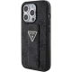 Guess iPhone 15 Pro Max vāciņš Grip Stand 4G Triangle Strass, melns