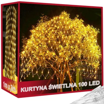 LED gaismas tīkls 100 LED 1x2m silti balts