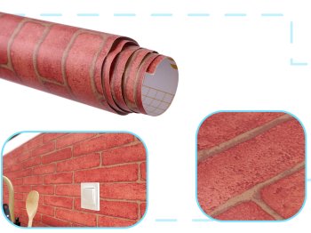 Self-Adhesive Vinyl Wrap for Furniture & Walls, Brick Pattern 1.22x50m