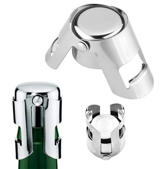 Stainless Steel Wine and Champagne Bottle Stopper AG210L, Silver