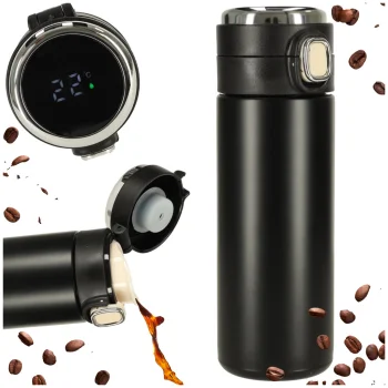 Termokrūze ar LED displeju un iemuti 350ml, melna