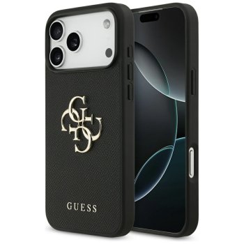 Guess iPhone 17 Pro Max vāciņš Grained Big 4G & Classic Logo, melns