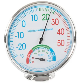 Analog Indoor and Outdoor Thermometer and Hygrometer, 13 cm, White/Silver