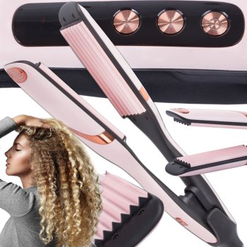 Ceramic Hair Crimper with Ionization and Adjustable Temperature for Waves and Curls