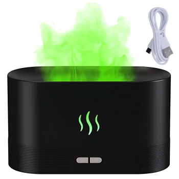 USB gaisa mitrinātājs un aromātu difuzors ar RGB LED liesmas efektu