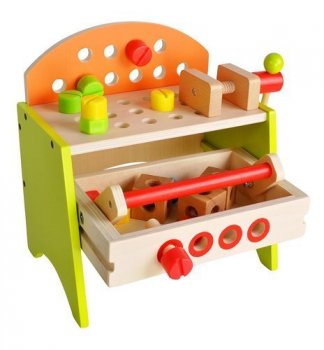 Bērnu koka rotaļu darba galds darbnīca instrumentu komplekts ar piederumiem | Children Wooden Workshop Set