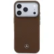 Mercedes Leather Semi Wrap Wood Effect MagSafe vāciņš iPhone 17 Pro, brūns