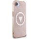 Чехол Guess IML Metal Glitter 4G Circle Triangle MagSafe для iPhone 16e, розовый