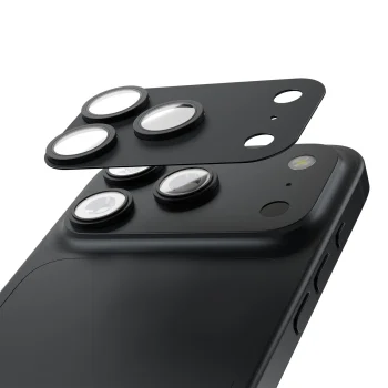 Kameras aizsargstikls ar alumīnija rāmi Etteri iPhone 18 Pro Max, tumši pelēks
