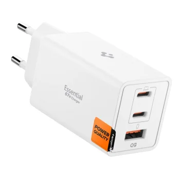 Spigen Essential EE673EU 3-portu 67W sienas lādētājs – balts