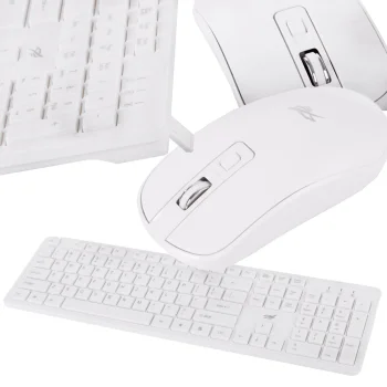 Беспроводная клавиатура с цифровым блоком и мышь, USB, белый