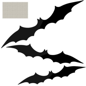 Malatec Halloween Bat Decoration Set, 3 pcs, Black