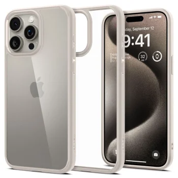 Spigen Ultra Hybrid iPhone 15 Pro Max korpuss - Dabīgs titāna tonis | Case Natural Titanium