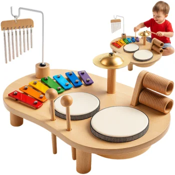 Koka muzikālais galdiņš Kruzzel 26903 ar sitaminstrumentiem bērniem
