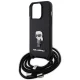 Karl Lagerfeld iPhone 15 Pro vāciņš Saffiano Ikonik Monogram Crossbody, melns
