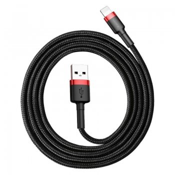 Baseus Cafule USB to Apple iPhone Lightning Data Charging Cable 2.4A, 1m, Black + Red | Lādētājvads Datu Pārraides...