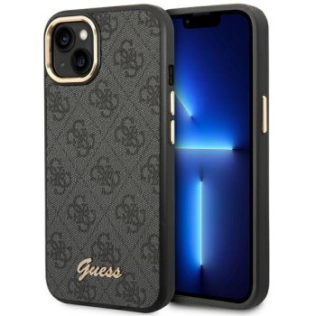 Apple iPhone 14 Plus 6.7'' Guess 4G Vintage Gold Logo Case Cover (GUHCP14MHG4SHK), Black | Чехол Кейс...