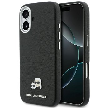 Чехол Karl Lagerfeld Karl & Choupette Head Pins Saffiano MagSafe для iPhone 17 – чёрный