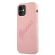 Чехол Guess для iPhone 12 mini Silicone Vintage Script, розовый