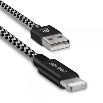 Dux Ducis K-ONE Series USB to Apple iPhone Lightning Data Charging Cable 2.1A 1M, Black | Lādētājvads Datu Pārraides Kabelis
