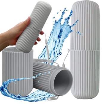 Дорожный футляр для зубной щётки и пасты с кружкой, серый