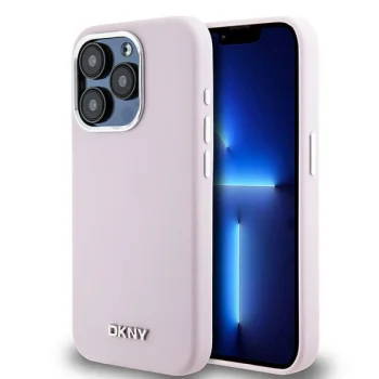 Чехол DKNY для iPhone 14 Pro Liquid Silicone Small Metal Logo MagSafe, розовый
