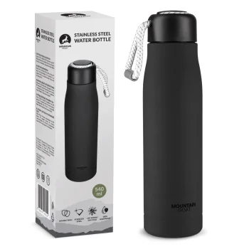 Mountain Goat Thermal Bottle with Strap 540 ml, Black
