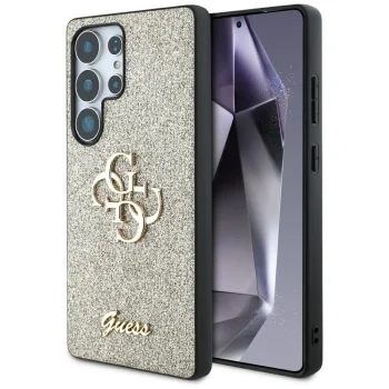 Guess Fixed Glitter Big 4G Metal Logo ümbris Samsung Galaxy S25 Ultrale, kuldne