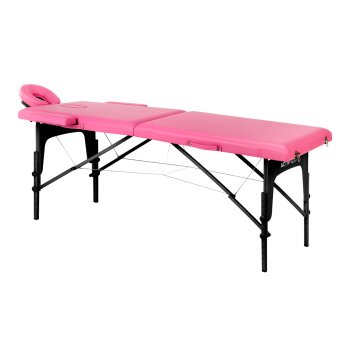 Folding Wooden Massage Table Komfort Activ Fizjo 2 Segment Pink Black Wood