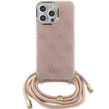 Apple iPhone 15 6.1'' Guess Crossbody Cord 4G Print Case Cover, Pink | Telefona Maciņš Vāks Apvalks Bampers