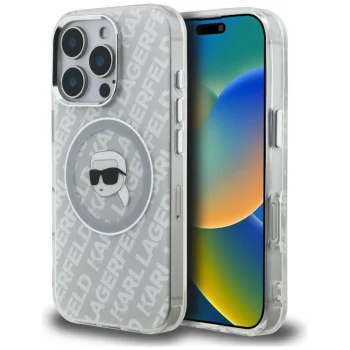Чехол Karl Lagerfeld IML Karl Head Logo MagSafe для iPhone 16 Pro Max, Серый