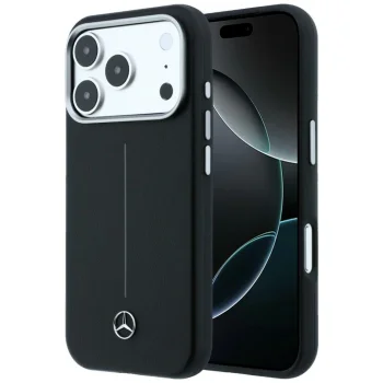 Чехол Mercedes Leather Semi Wrap Iconic Line MagSafe для iPhone 17 Pro Max Черный