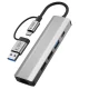 Tech-Protect HB03 5in1 USB-C un USB-A centrmezgls ar RJ45, pelēks