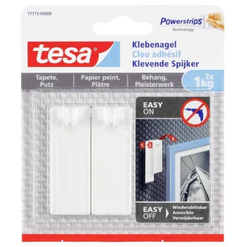 Клейкий гвоздь Tesa для обоев и штукатурки 77773, до 1,0 кг, 2 шт.