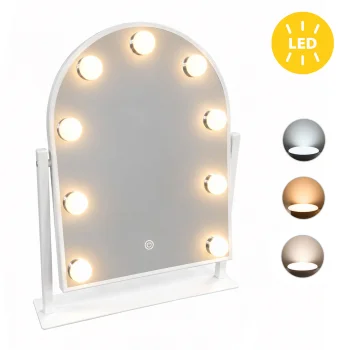 ModernHome LED kosmētikas spogulis 30x40 cm ar 9 spuldzēm un 3 gaismas toņiem