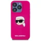 Чехол Karl Lagerfeld для iPhone 15 Pro Max Silicone Karl Head Print MagSafe, фуксия