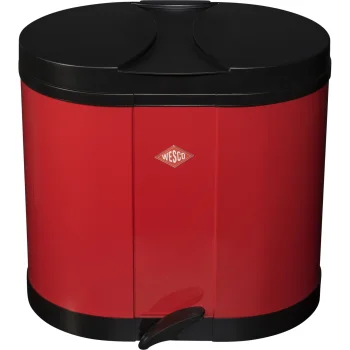 Wesco Eco-Double Bin Recycling Trash Can, 2x 15 L, Pedal Bin, Red