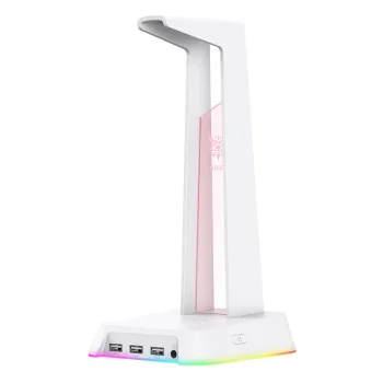 ONIKUMA ST-2 spēļu austiņu statīvs ar RGB apgaismojumu, balts