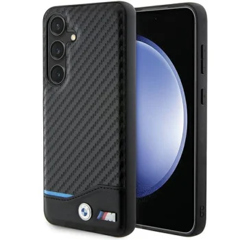 Чехол BMW для Samsung Galaxy S24 Leather Carbon, черный