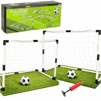 Bērnu futbola vārtu komplekts (2 gab.) ar bumbām un pumpi, 95x48x70 cm
