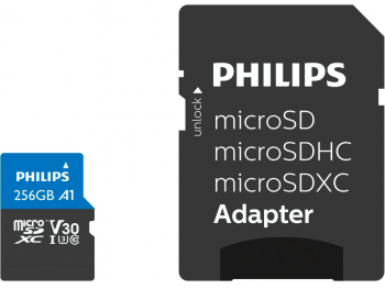 Philips MicroSDXC Memory Card 256GB (Class 10 UHS-I U3) with Adapter | Atmiņas Karte Telefonam Kamerai ar Adapteri