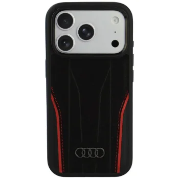 Чехол Audi R8 Genuine Leather MagSafe для iPhone 18 Pro / 17 Pro, черный и красный
