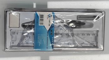 Геометрический набор из 7 предметов с циркулем и линейкой,...