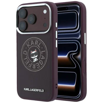 Чехол Karl Lagerfeld Point & Choupette Sketch MagSafe для iPhone 18 Pro / 17 Pro, бордовый